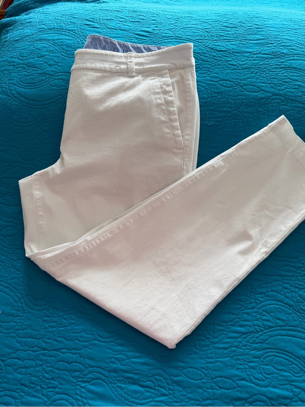 Talbots White Ankle-Length Cropped Jeans